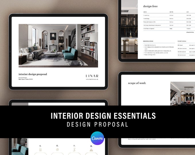 Interior Design Proposal Template for Canva, Instant Download, Editable ...