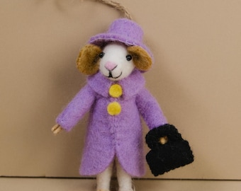 Handmade Felted Mouse Ornament: Eco-Friendly Wool, Artisan Crafted