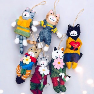 Handgefertigte Filz Fertigprodukte/Filz Katzen Serie/Weihnachtsschmuck/Weihnachtsbaumschmuck/Haustier Geschenke/Katzen Plüschtiere