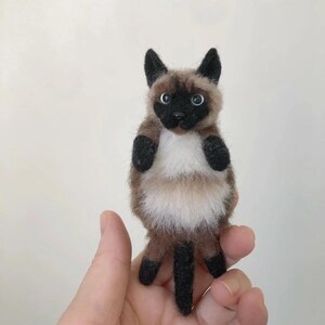 Handmade Felted Cat Doll: Brown & Black Stuffed Animal