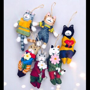 Handmade felt finished products/felt cat series/Christmas ornaments/Christmas tree decoration/pet gifts/cat plush toys