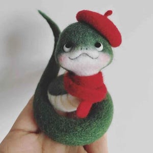 Handmade Felt Wool Snake Art Doll: Unique Pet Lover Gift