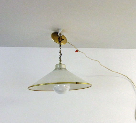 Vintage Ufo Atomic Mid Century Modern Saucer Pendant Light Etsy