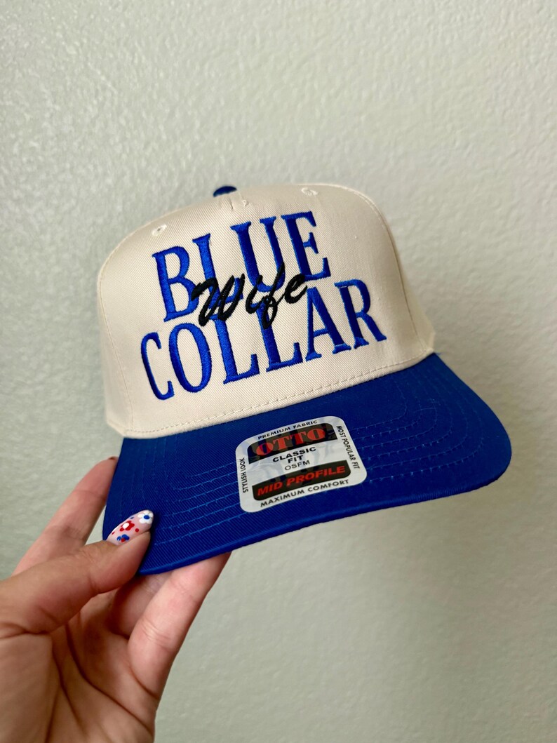 Blue Collar Wife Trucker Hat | Embroidered Cap wife (black)