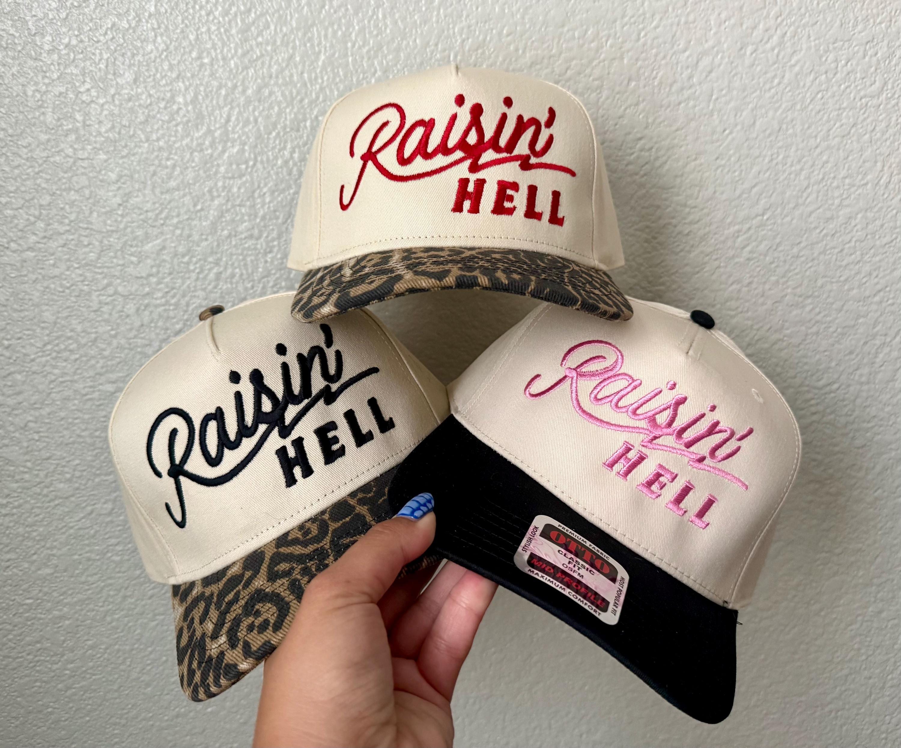 Raisin Hell Baseball Hat | Raisin Hell Hat | Cheetah Brim Raisin Hell | Raisin Hell | Cheetah Hat |