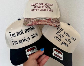 Eff You See Kay Why Ohh You hat | pretty, funny, and right hat | im not mean, im spicy nice hat | Funny hats | embroidered hats