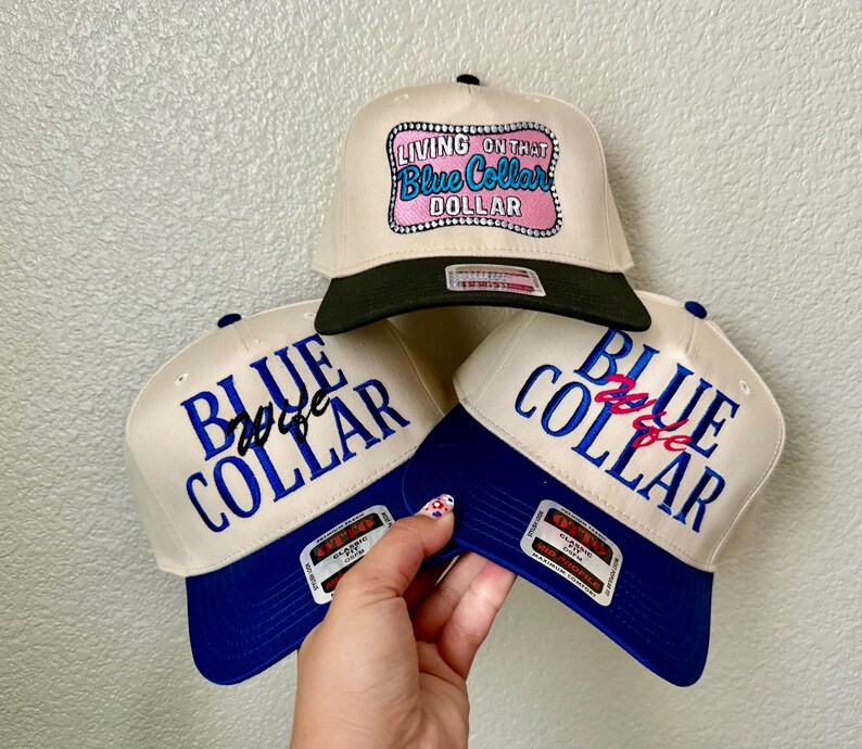 Blue Collar Wife Trucker Hat | Embroidered Cap immagine 1