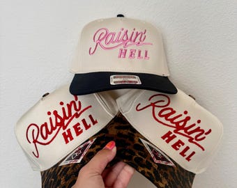 Raisin Hell Baseball Hat | Raisin Hell Hat | Cheetah Brim Raisin Hell | Raisin Hell | Cheetah Hat |