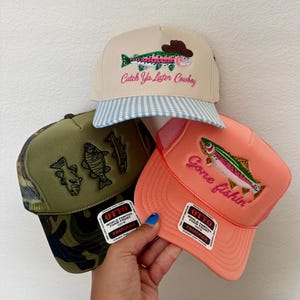 Fish Trucker Hat | Gone Fishin, Reel Pretty Embroidery | Catch ya later cowboy hat
