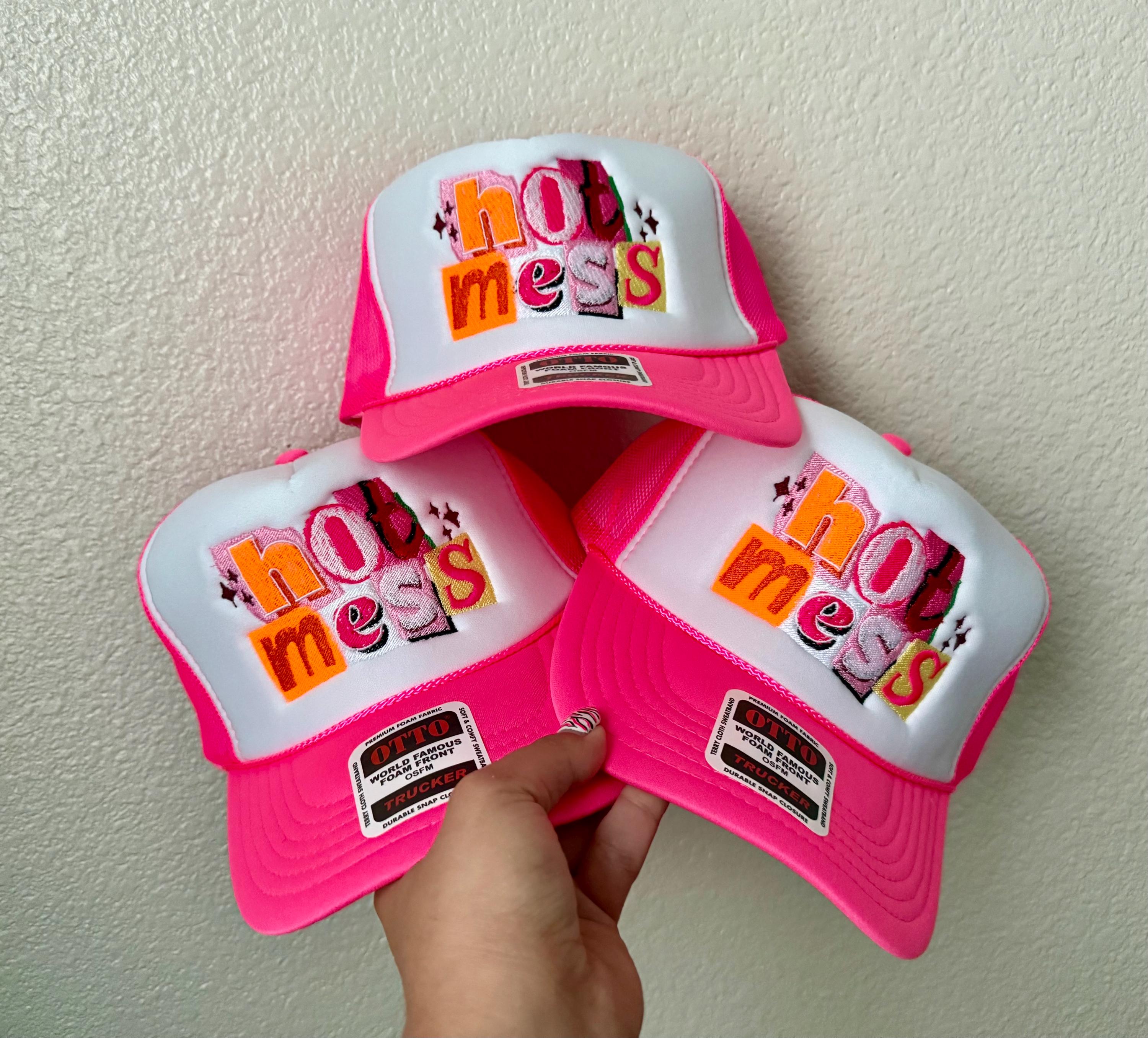 HOT MESS | Hot Mess Embroidered Trucker Hat | Embroidered 