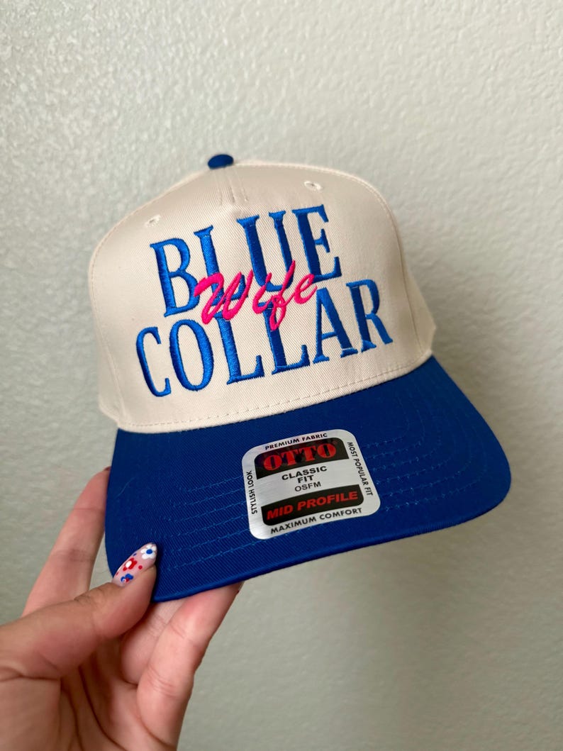Blue Collar Wife Trucker Hat | Embroidered Cap wife (pink)