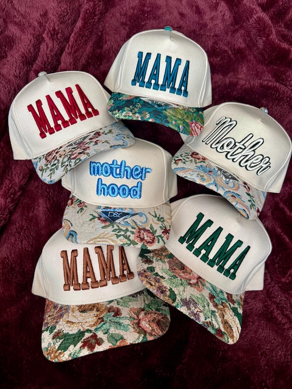 Floral bill baseball hat | I could be meaner hat | MAMA hat | Bow Hat | Floral Print Brim | hat | embroidery | Custom embroidery |