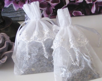 Lavender Lace Sachet Set, French Lavender Sachets, Bridesmaid Gift, Gift for Her, Natural Moth Repellent, Handmade Elegant Gift, Lace Decor