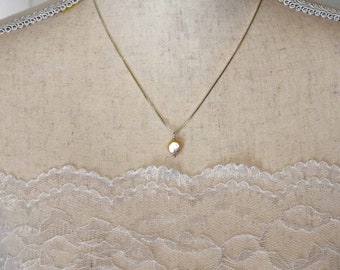 Pearl Necklace, Coin Pearl Necklace, Pearl Necklace, Brides Necklace, Single Pearl Necklace, Dainty Necklace, Pearl Core, Valentine Gift