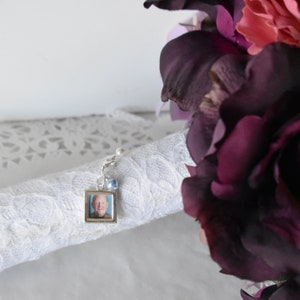Silver Photo Frame Memorial Charm for Bouquet, Sentimental Gift for Bride
