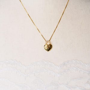 Gold Heart Necklace, 14k Gold Heart Necklace, CZ Heart Necklace, Unique Heart Necklace, Gold Hammered Heart with CZ Bezel, Valentine Gift