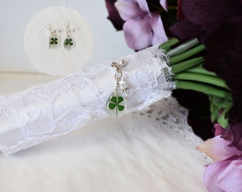 Four Leaf Clover Bouquet Charm, Good Luck Charm for Bouquet, Unique Gift for Bride, Lucky Charm, Shamrock Charm, Saint Patrick's Day Clover