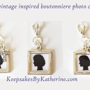 Boutonniere Photo Charm, Silver Frame Boutonniere Photo charm, Boutonniere Memorial Pin, Boutonniere Memorial Charm, For Groom Boutonniere image 5