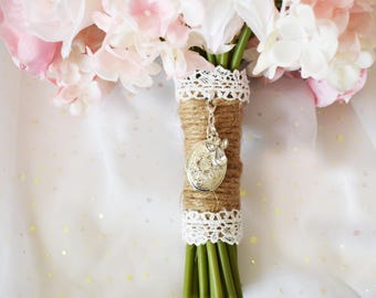 Bridal Bouquet Locket: Swarovski Angel, Photo Charm, Memorial Gift