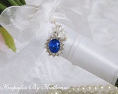Bouquet Charm, Brides Charm, Something Blue, Blue Crystal, Blue Sapphire, wedding charm
