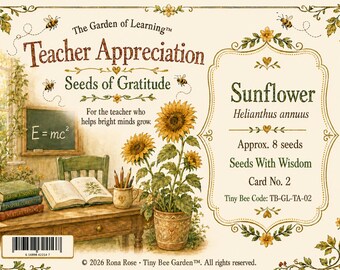 Teacher Appreciation Sunflower Seed Card, Handmade Back-to-School Keepsake