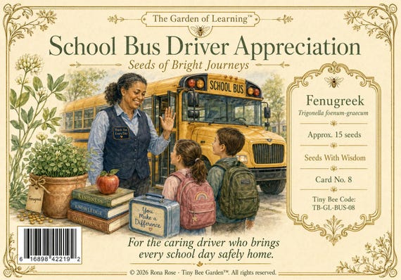 Appreciation Card, Thank You Gift, School Bus Driver