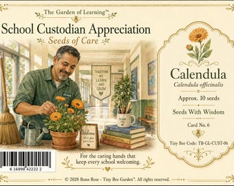 School Custodian Appreciation Seed Card, Handmade Thank You Keepsake