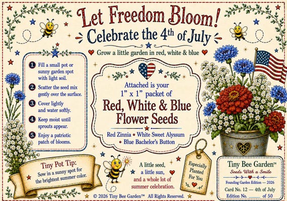 Patriotic Card, 4th of July Card, Keepsake