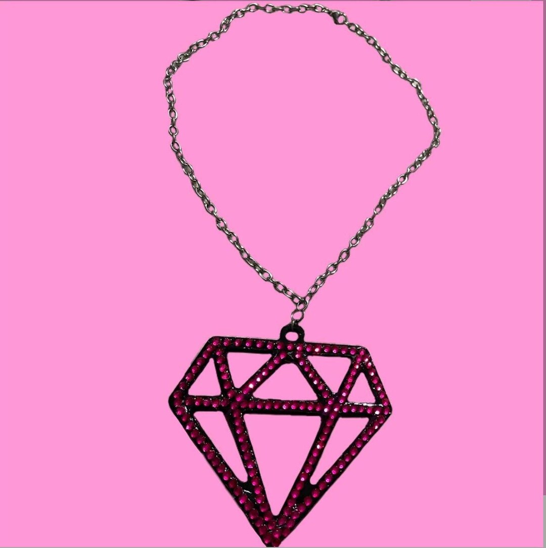 Y2k Kiki Kannibal Inspired 2D Black Diamond Necklace Etsy Canada