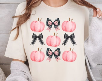Coquette Halloween Pink Pumpkin png, Coquette Bow png, Halloween Shirt png, Spooky Season png, Girly Halloween T Shirt Sublimation Designs