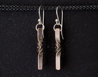 8th anniversary gift for her, bronze twist earrings, bronze anniversary gift for wife, bronze jewelry, 8th anniversary jewelry