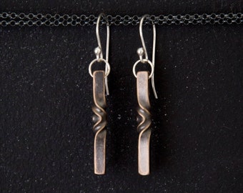 Bronze Twist Earrings and Pendant: Handcrafted 8th Anniversary Jewelry Gift for Wife