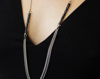 iron twist necklace with no clasp and multiple chains