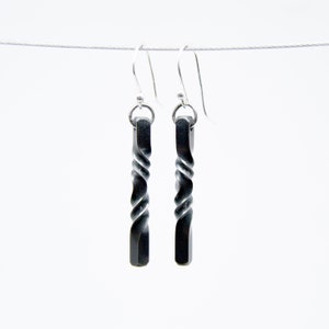 6th anniversary gift for wife, iron twist earrings on silver ear wires, blacksmith made iron jewelry, handmade modern earrings Earrings only