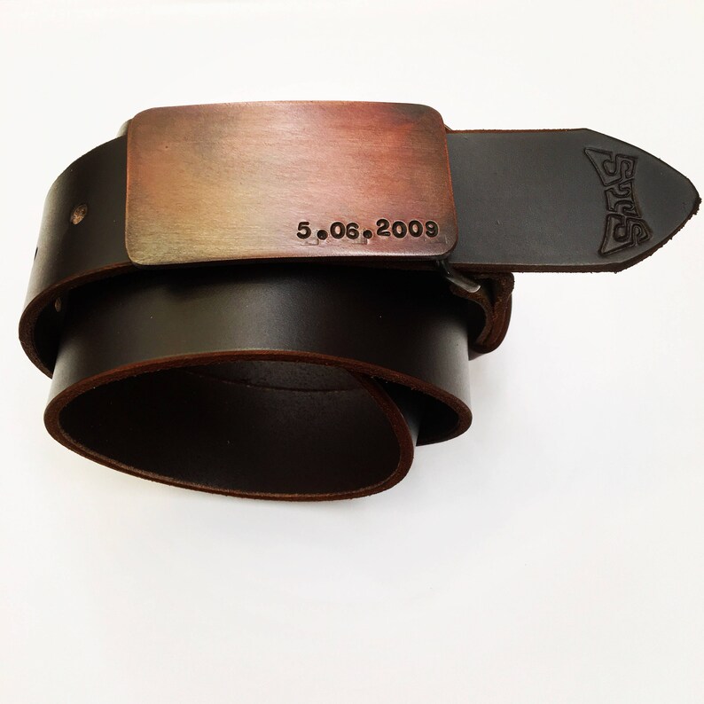 Personalized bronze belt buckle for him initials roman Etsy