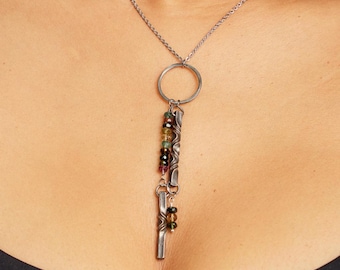Bronze twist tourmaline necklace: Unique 8th Anniversary Gift for Her