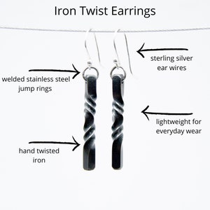 11th Anniversary gift, handmade steel twist pendant with matching twist earrings image 6