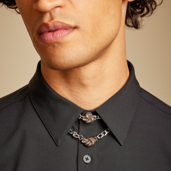 Men's Chain Necklace With Bronze Rope Knot, Couples Gift, Love