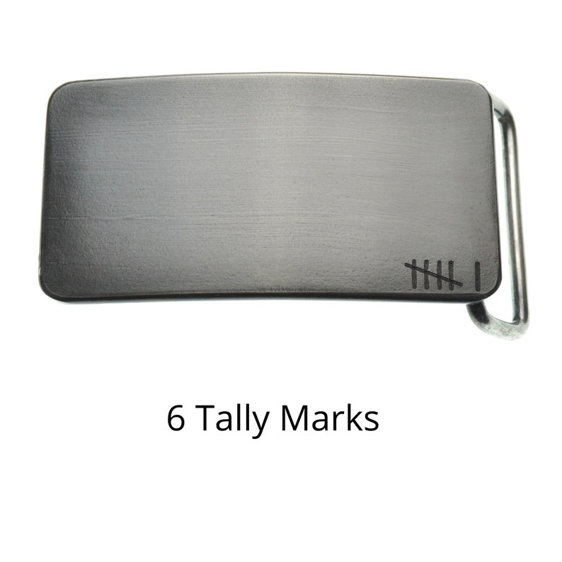 Personalized Iron Belt Buckle, Custom 6th Anniversary Engraving 6 Tally marks