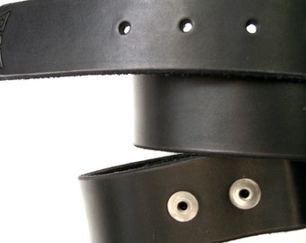 black leather belt with snaps for easy buckle change, single strap leather belt