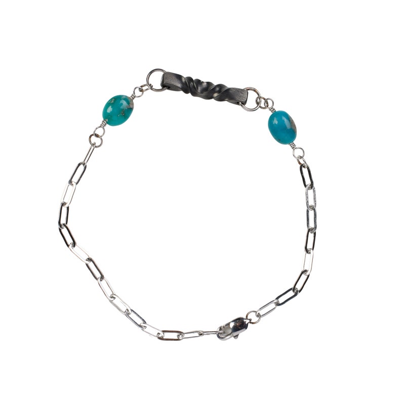 iron anniversary gift for wife, 6th anniversary gift, turquoise and iron necklace and bracelet, available as jewelry set bracelet only