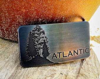 custom logo belt buckle, gift for new business, gift for boss, personalized belt buckle handmade in Seattle