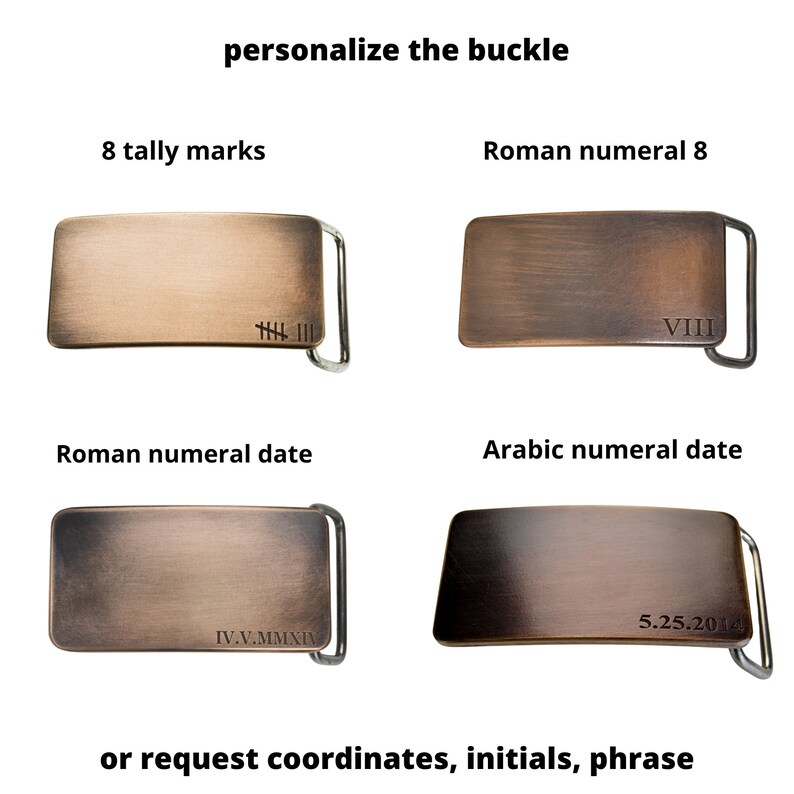Custom Engraved Bronze Belt Buckle, Interchangeable Leather Belt, 8th ...