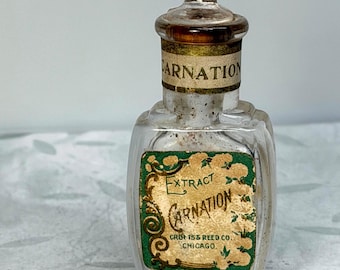 Antique Carnation Extract Perfume Fragrance bottle by Crofts & Reed Co. Chicago