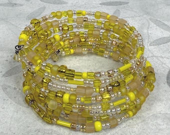 Yellow Beaded Wrap Bracelet