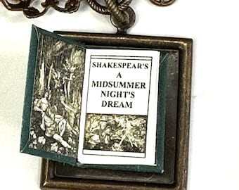 Shakpeare’s Midsummer’s Night Dream Hidden Book Necklace with illustrated pages