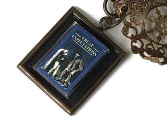 Great Expectations Hidden Book Necklace with Tiny Readable Book Charles Dickens Author