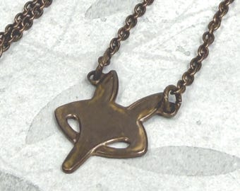Brass Fox Necklace with 18" Chain