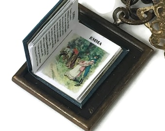 Emma Jane Austen Hidden Book Necklace Tiny Readable Book
