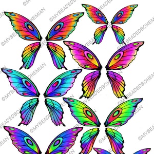 Five Colors, Fairy Wings, DIY, Printable, Digital Downloads, Butterfly Wings, Jewelry, Custom Doll Supplies, Face Up Dolls